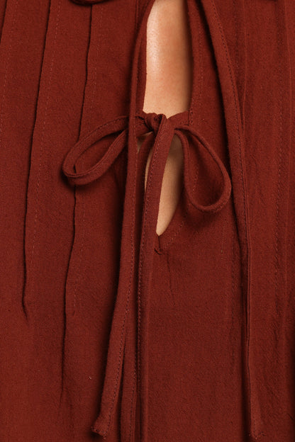 Nika Pleated Top - Chocolate Brown