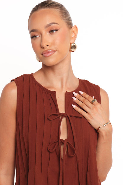Nika Pleated Top - Chocolate Brown