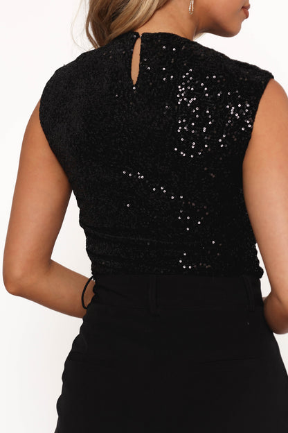 Nissa Sequin Top - Black