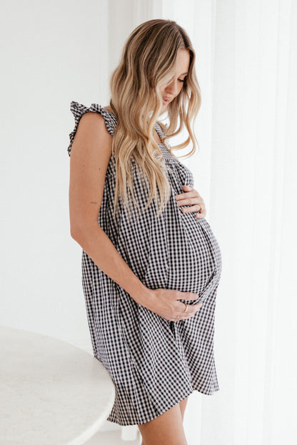 Nola Mini Dress - Black Gingham