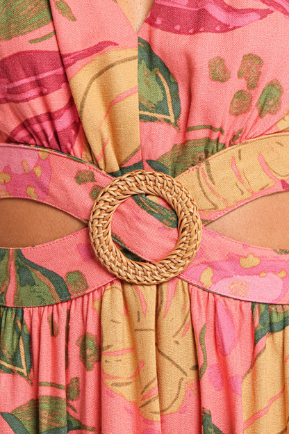 Oasis Midi Dress - Pink Rio