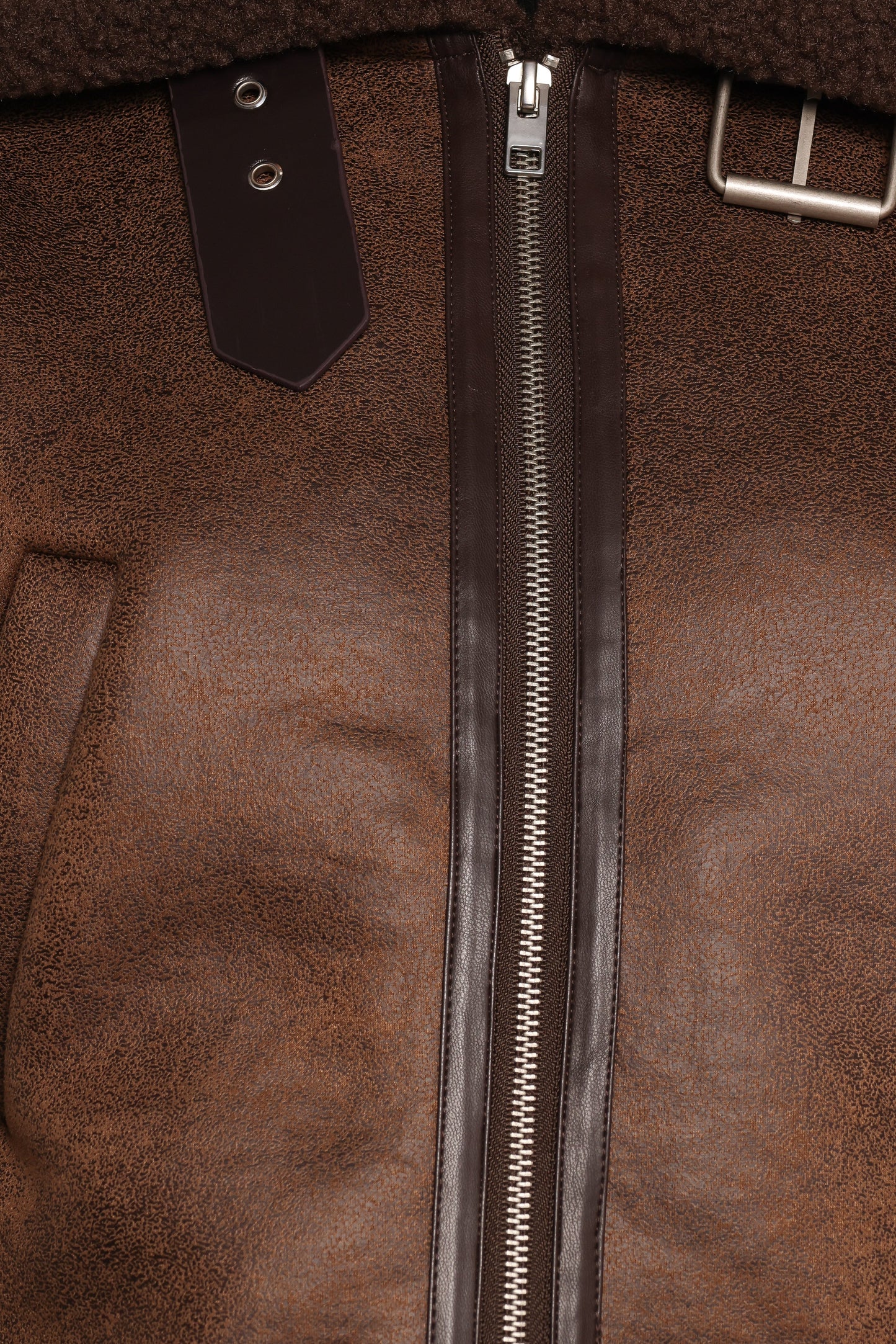 Omi Faux Matte Leather Jacket - Brown