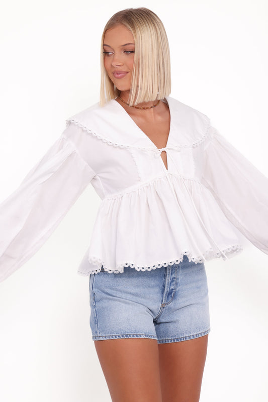 Orly Lace Trim Top - Off White