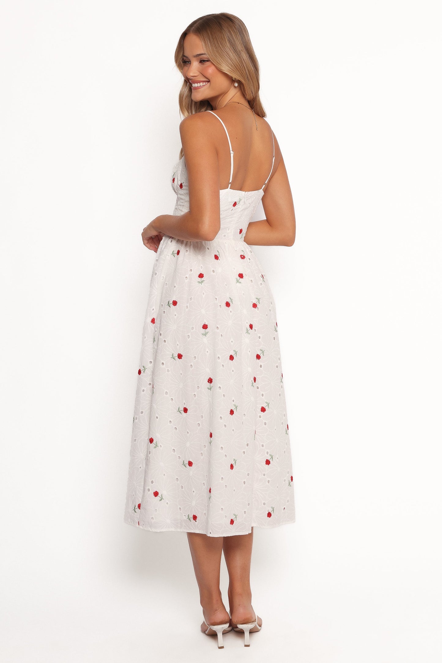 Paloma Maxi Dress - White Red Floral