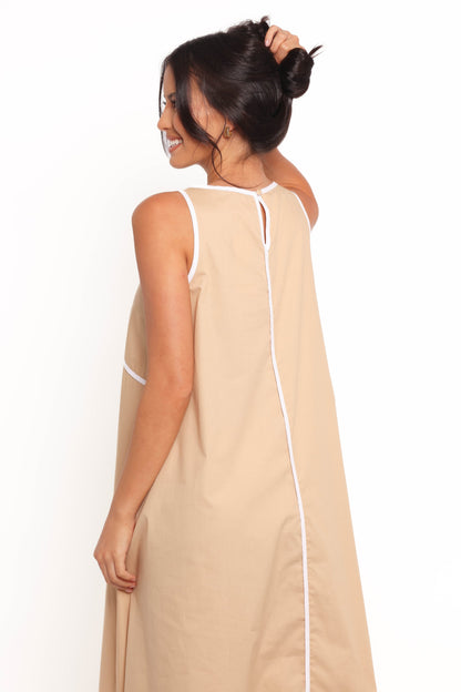Peppa Maxi Dress - Beige/White