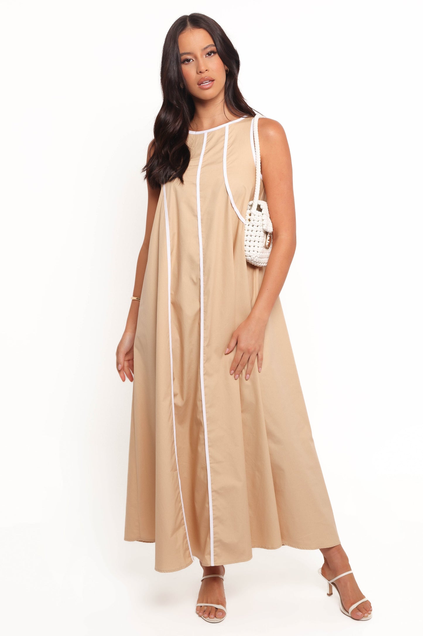 Peppa Maxi Dress - Beige/White