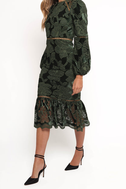 Pierre Long Sleeve Maxi Dress - Deep Velvet Green