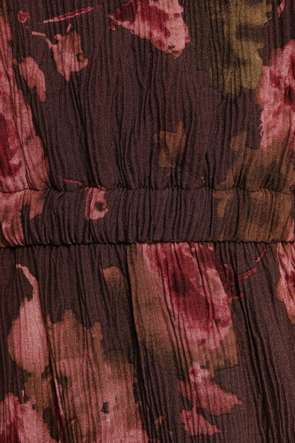 Pontee One Shoulder Pleated Midi Dress - Chocolate Brown