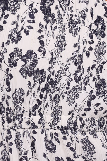 Pontee One Shoulder Pleated Midi Dress - Navy Floral