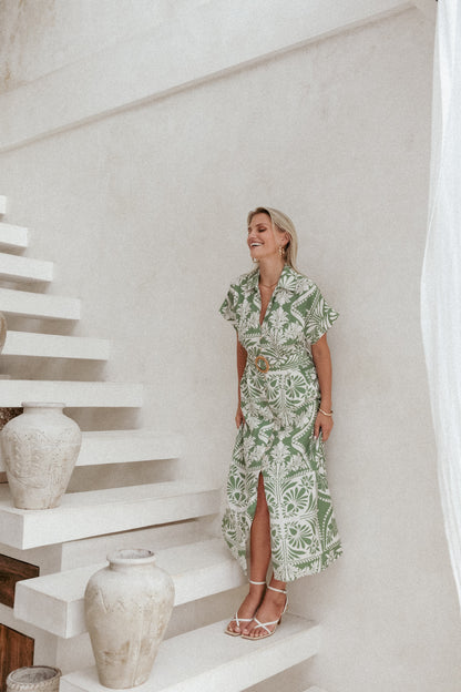 Preston Midi Dress - Green Floral