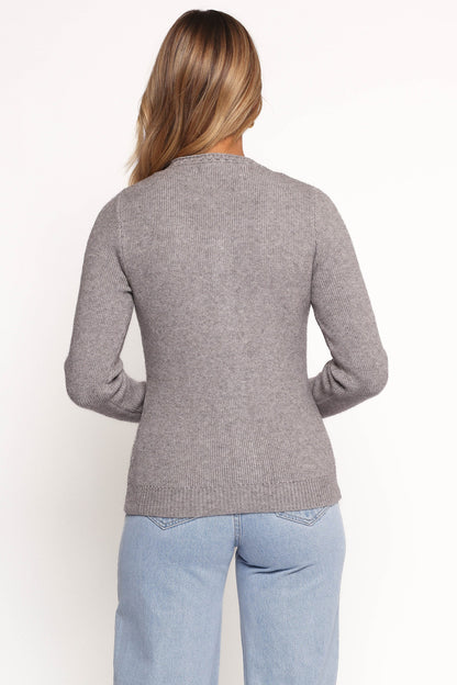 Quay Button Front Cardigan - Heather Grey