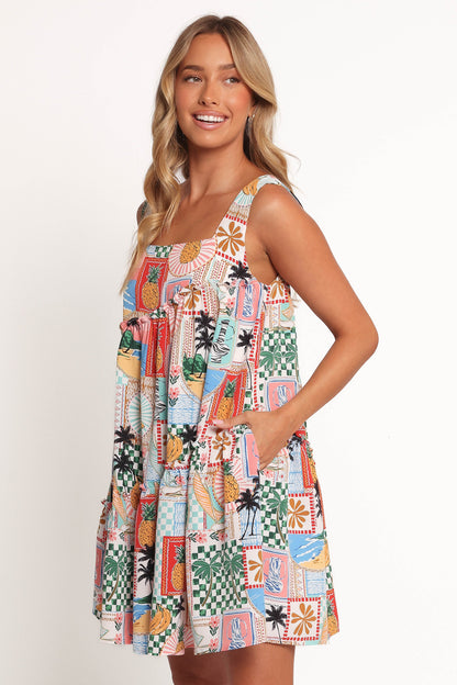 Rafaela Mini Dress - Off White Multi