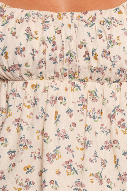 Rhiannon Bow Back Top - Cream Multi Floral