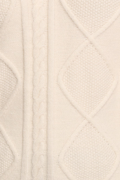 Robbie Collar Neck Cable Knit Sweater - Cream