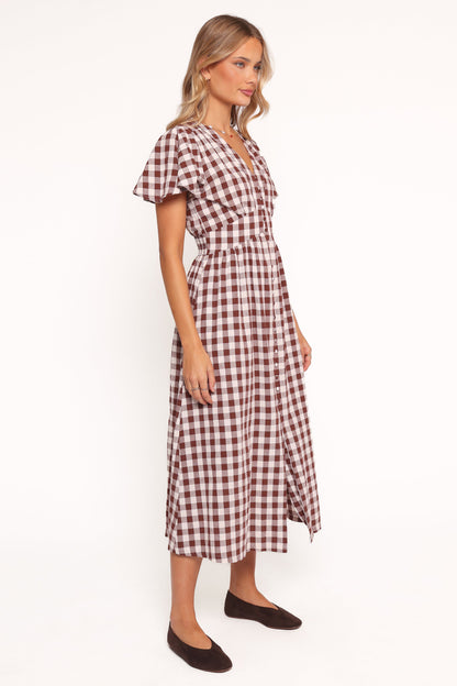 Robinson Maxi Dress - Brown Gingham