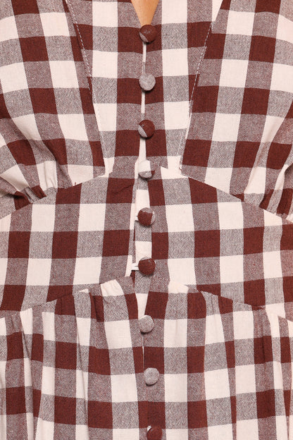 Robinson Maxi Dress - Brown Gingham