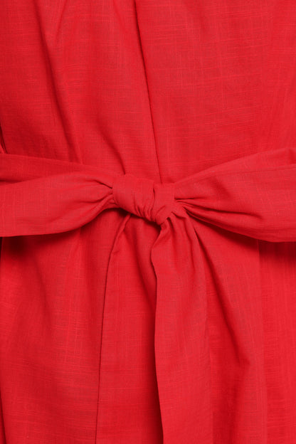 Roma One Shoulder Midi Dress - Red