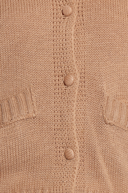 Roman Button Front Cardigan - Beige