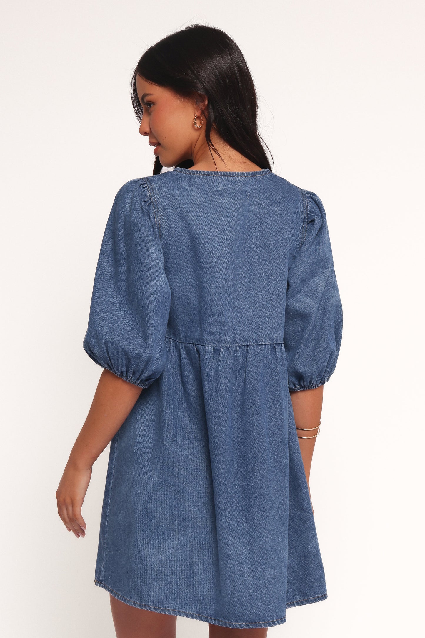 Romana Tie Front Mini Dress - Dark Denim