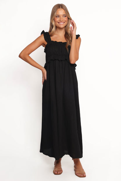 Ross Frill Strap Maxi Dress - Black