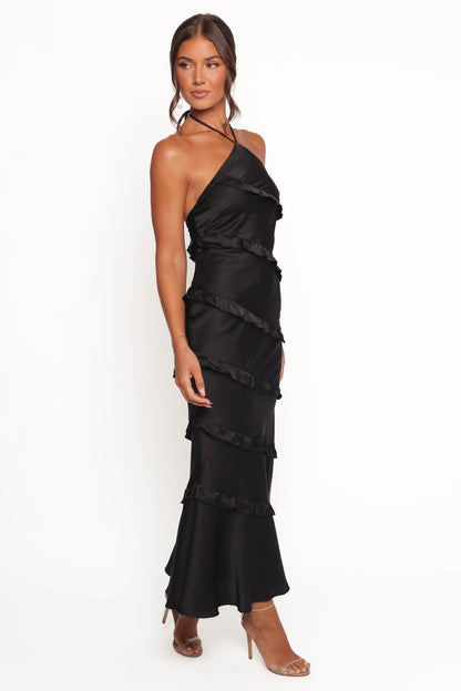 Roxanne Halterneck Maxi Dress - Black