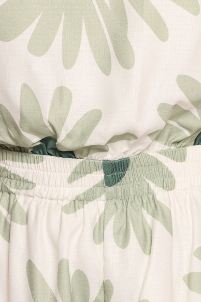 Sally Romper - Green Floral