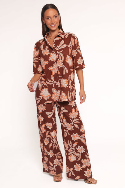 Samira Wide Leg Pant - Orange Floral