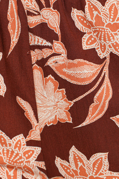 Samira Wide Leg Pant - Orange Floral