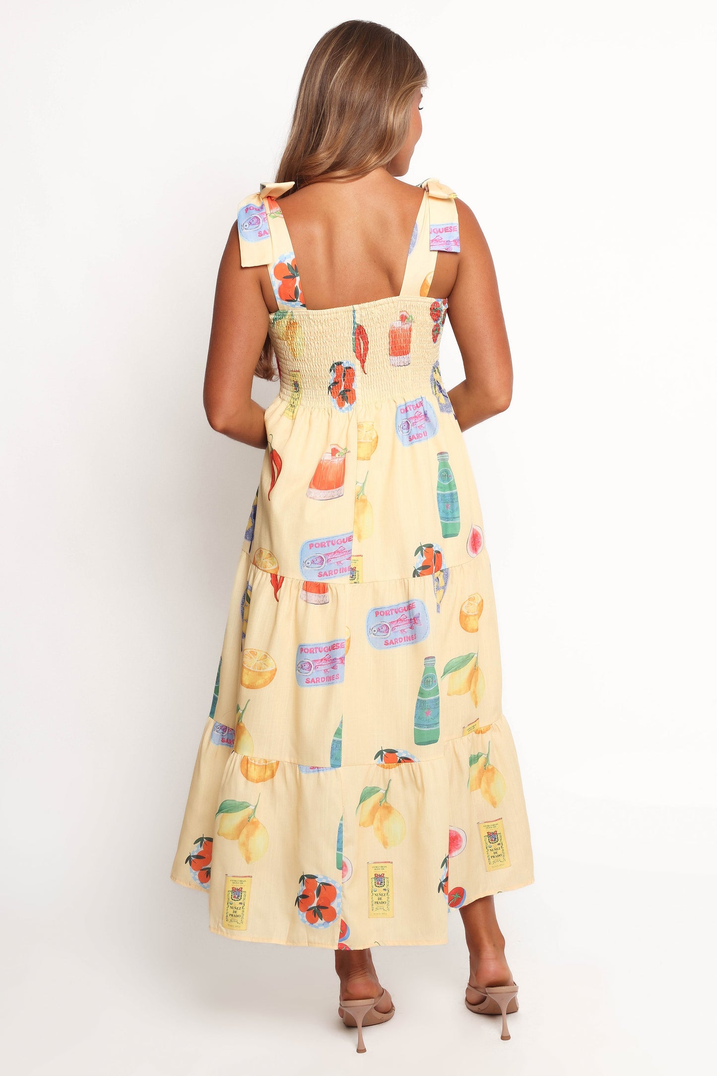 Sarelle Midi Dress - Yellow Pasta Print