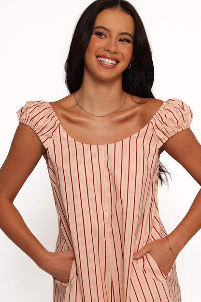 Scobbie Playsuit - Pink Stripe