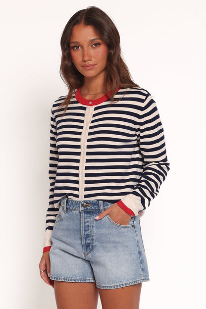 Scout Stripe Cardigan - Blue Stripe