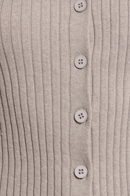 Searie Ribbed Cardigan Top - Grey