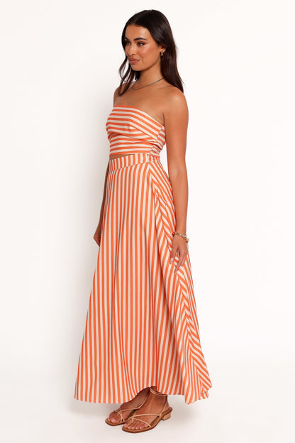 Serafina Two Piece Set - Orange Beige Stripe