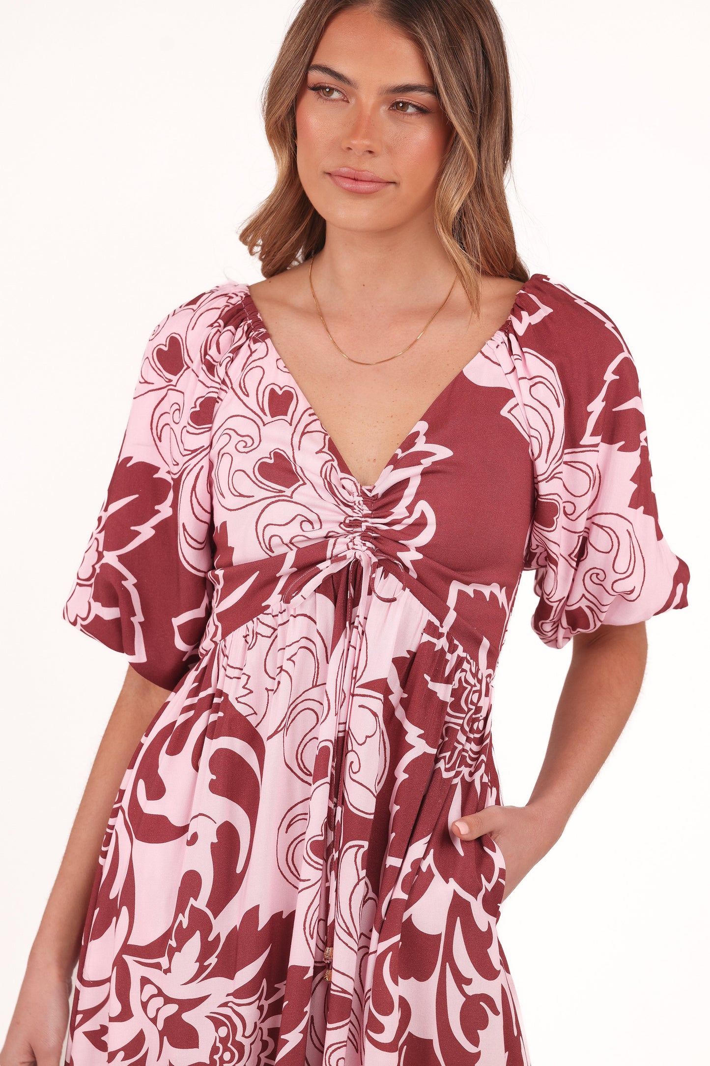 Shanae Maxi Dress - Pink Brown Paisley