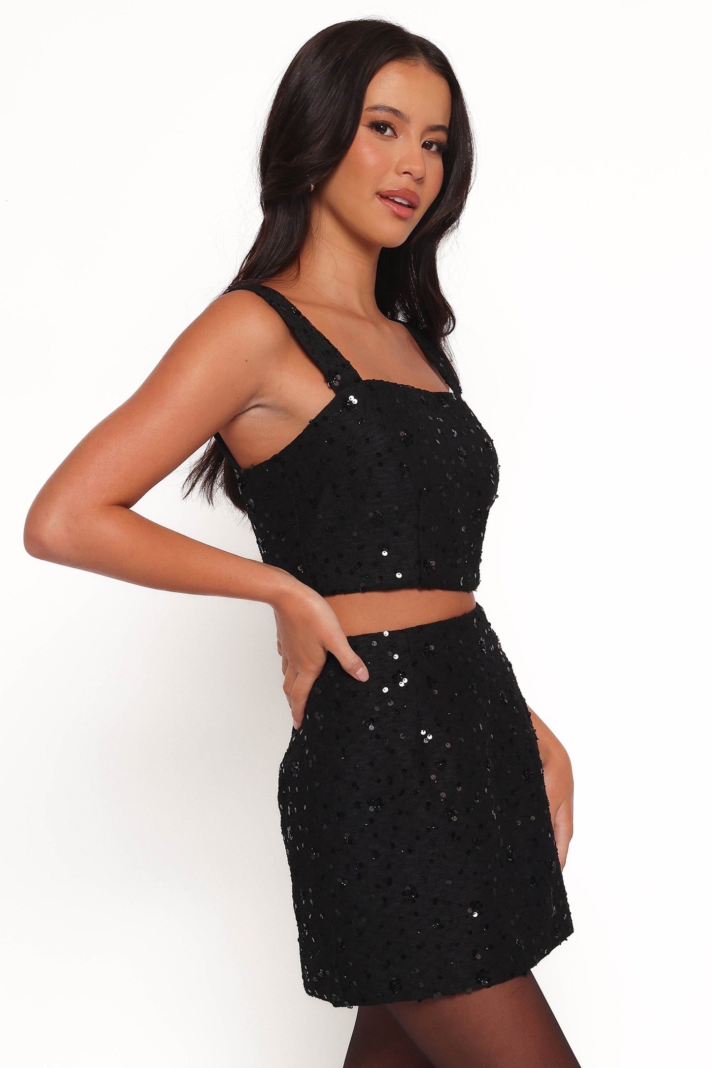 Shavvy Mini Skirt Set - Black