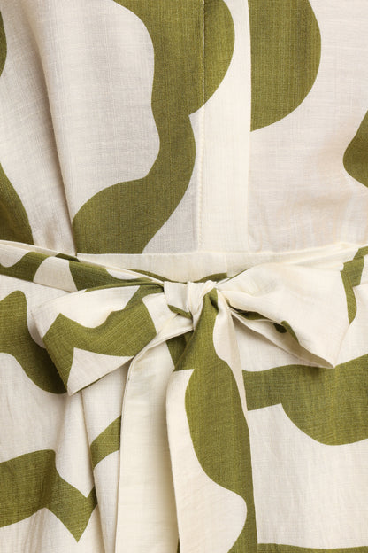 Sheily Tie Waist Romper - Green