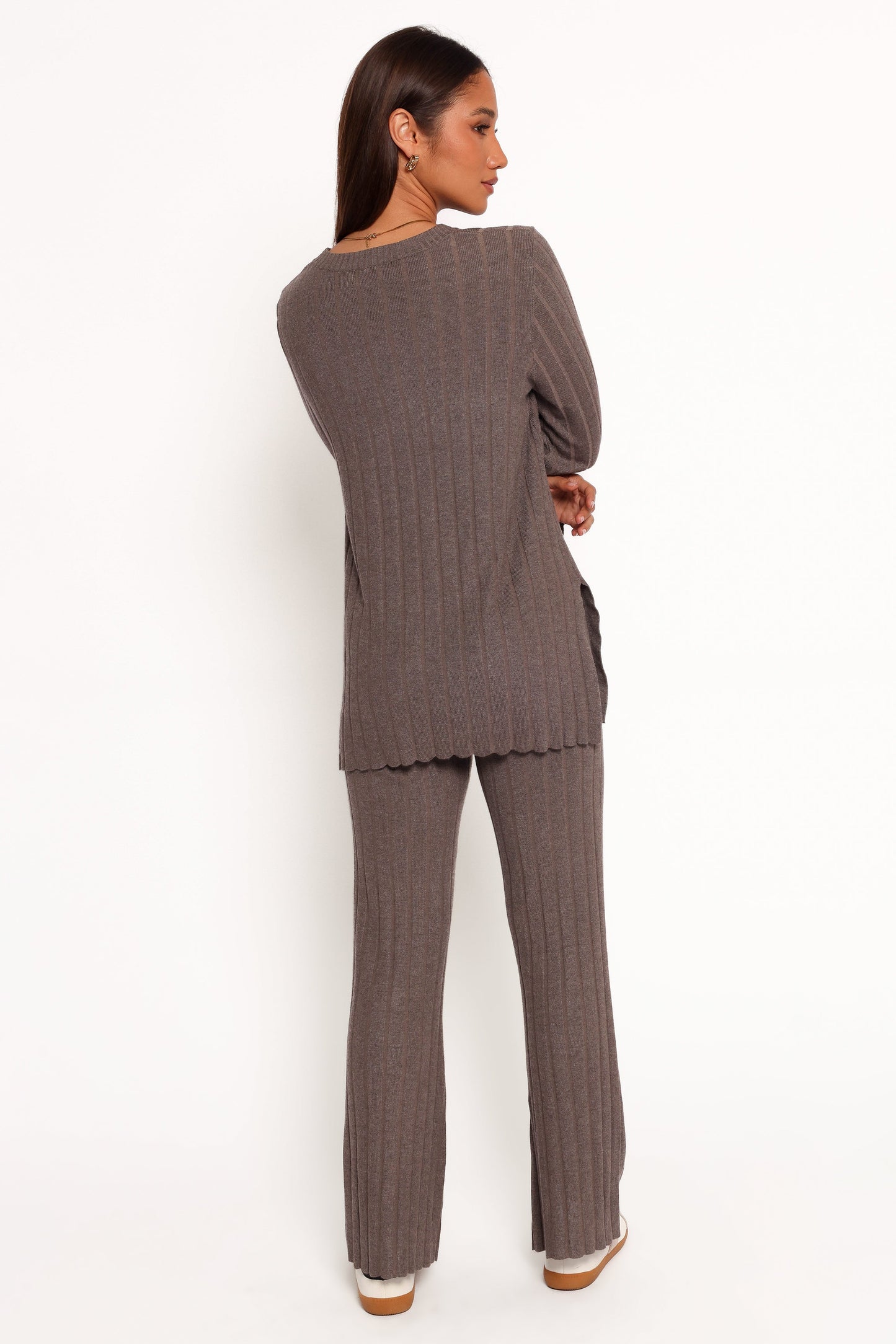 Silvie Long Sleeve Knitted Set - Charcoal Grey