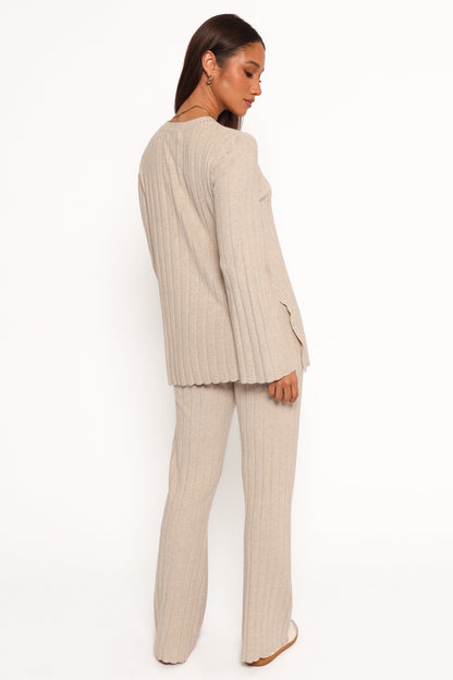 Silvie Long Sleeve Knitted Set - Oatmeal
