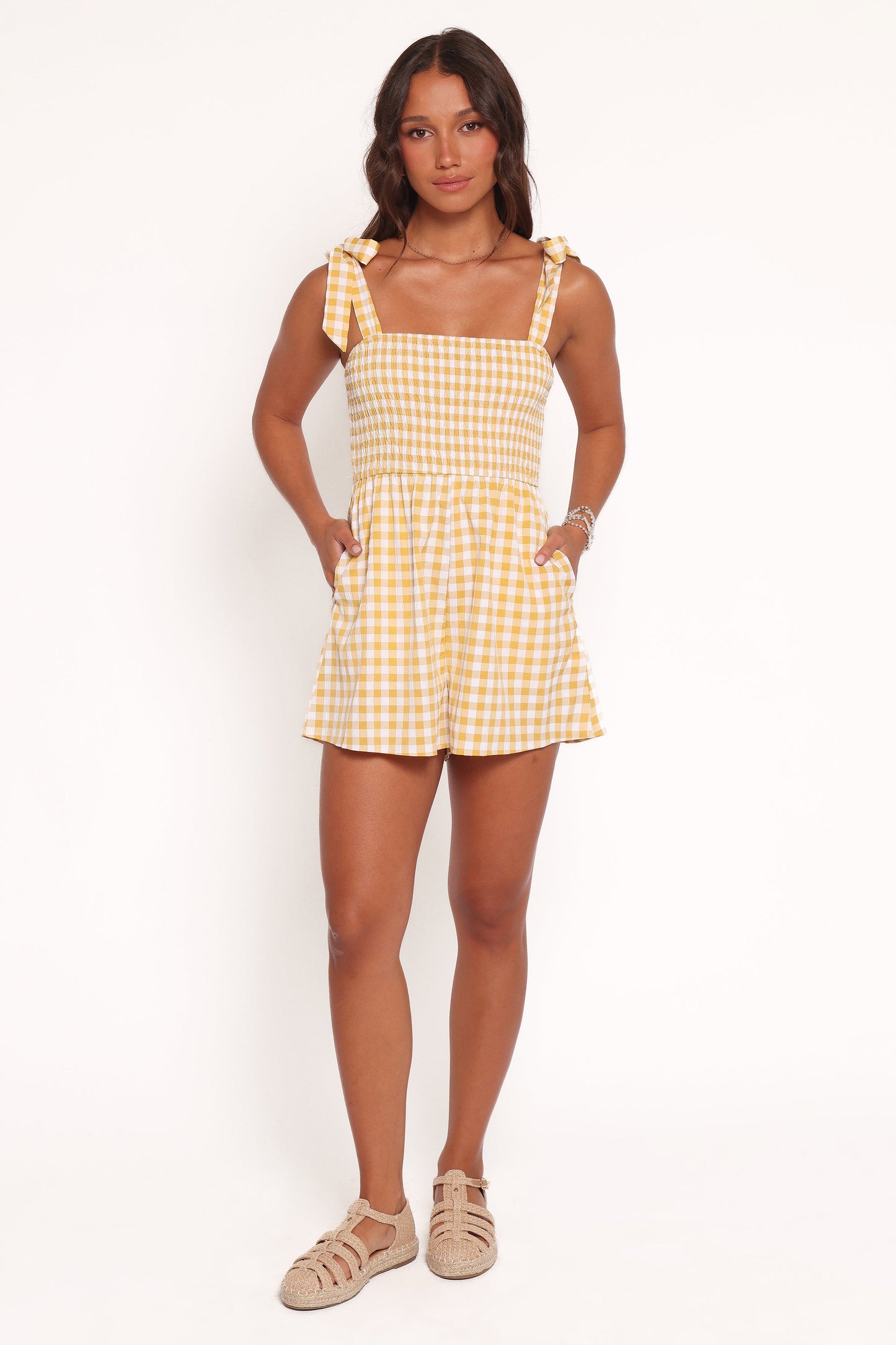 Simo Romper - Yellow Gingham