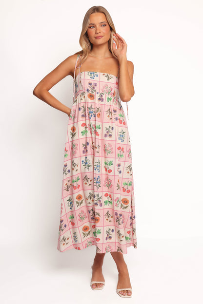 Simona Maxi Dress - Pink Floral Tile