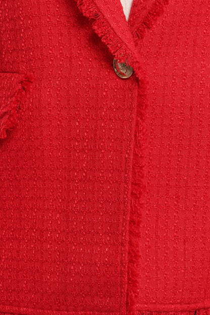 Simona Single Button Twill Blazer - Red
