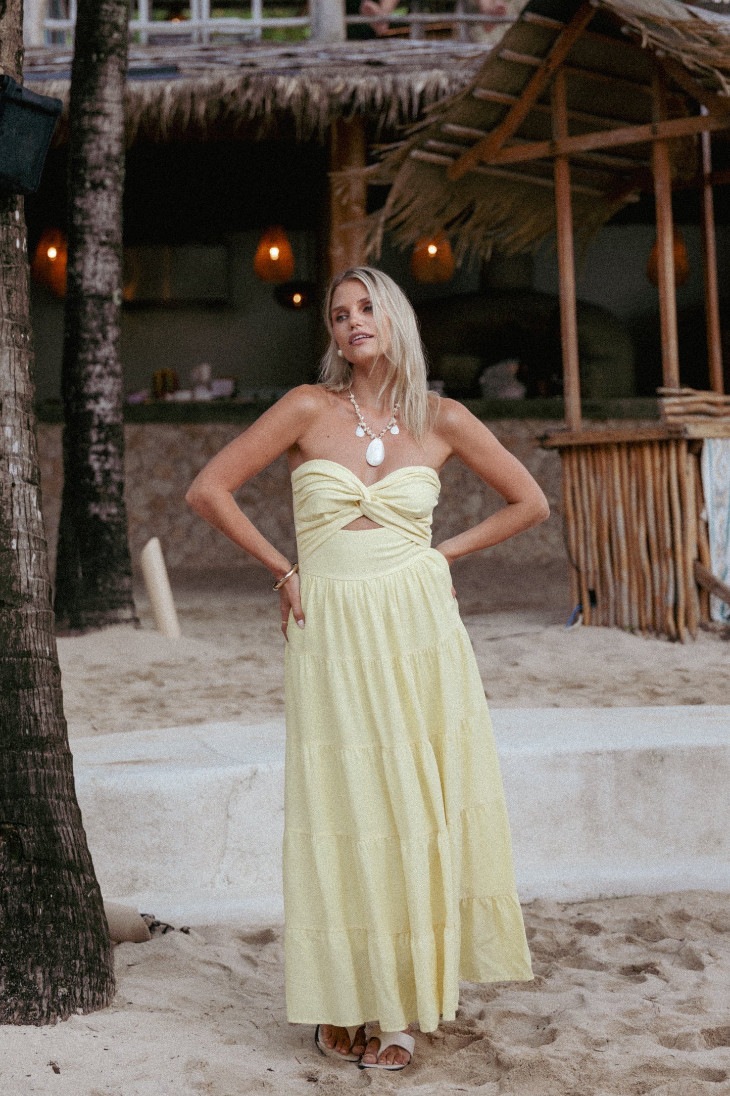 Sitara Strapless Midi Dress - Yellow