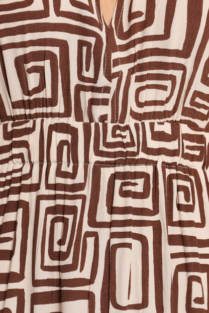Solange Maxi Dress - Chocolate Brown Print