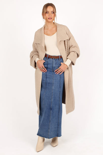 Soma Oversized Open Front Cardigan - Beige