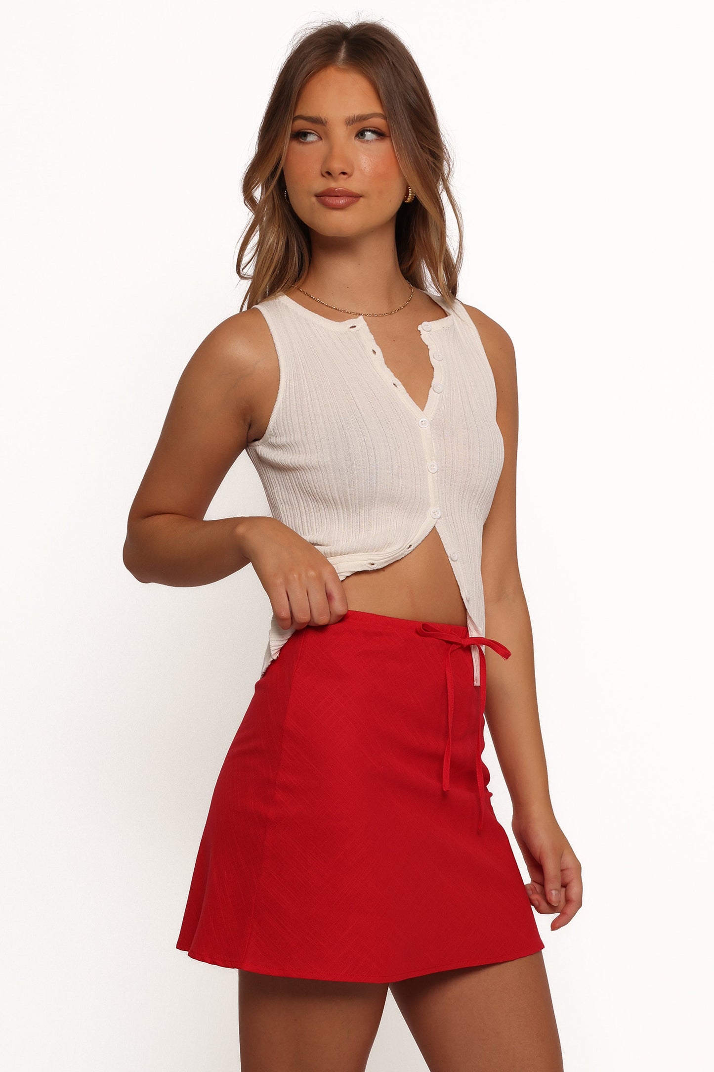 Sonni Linen Mini Skirt - Red