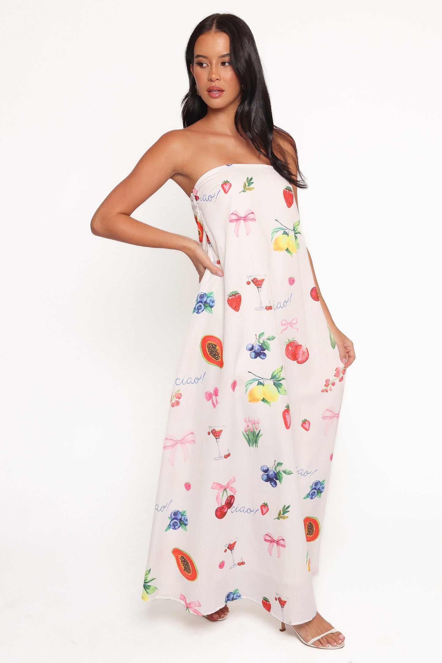 Soph Strapless Maxi Dress - Ciao Bow Print