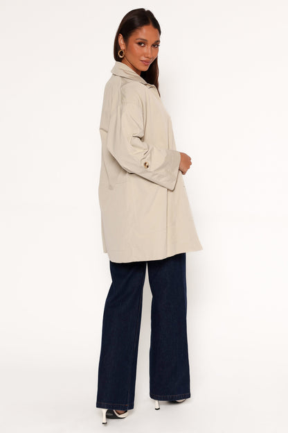 Stella Button Front Collar Jacket - Taupe
