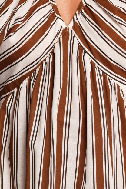 Sullivan Puff Sleeve Maxi Dress - Chocolate Stripe