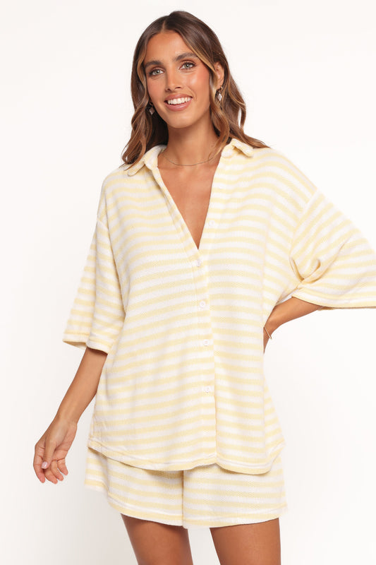 Sunny Knitted Short Set - Yellow Stripe