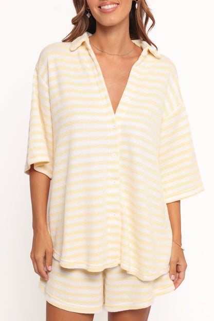 Sunny Knitted Short Set - Yellow Stripe